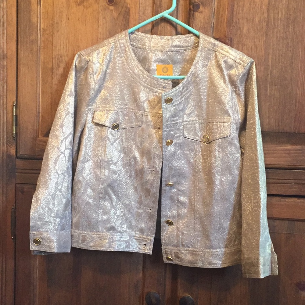 Ruby Rd. Gold Metallic Snake Skin Jacket ๐งฅโจ๐ - Picture 4 of 16